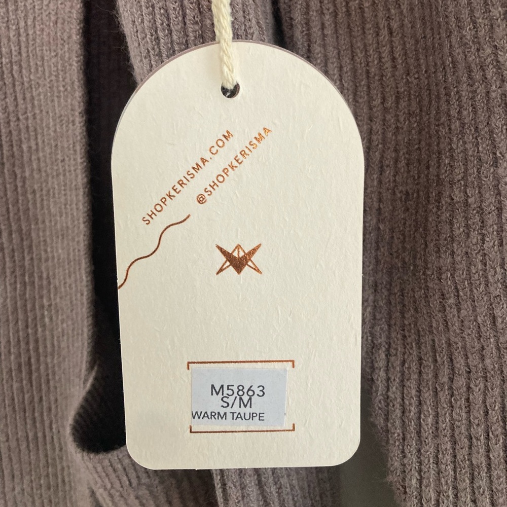 Kerisma Miko Cardigan Sweater: Taupe (S/M) - Picture 3 of 5